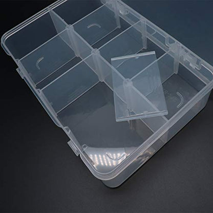 8 Bin Clear Plastic Organizer with Adjustable Dividers 7.3x4.9in