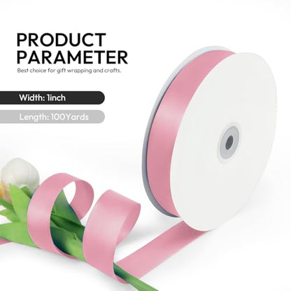 1 Inch 100 Yards Satin Ribbon Dusty Pink (300 Foot)