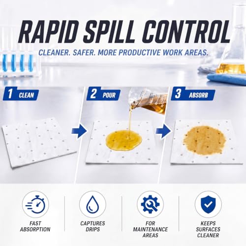 100 Pcs Oil Absorbent Pad for Spill (100 Count)