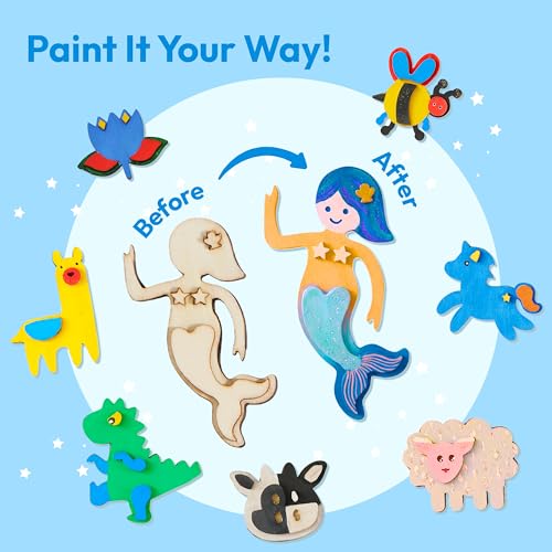 12 Wooden Magnet Creativity Arts & Crafts Painting Kit for Kids (12 Count)