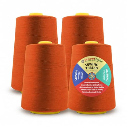 40S 2 Burnt Orange Polyester 4 Pack of Serger Threads Cones (24000 Foot)
