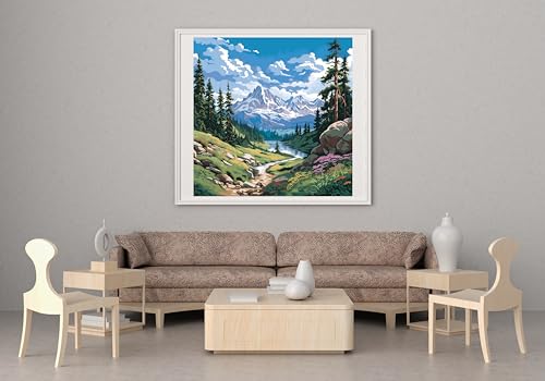 14CT Counted Cross Stitch Kits for Adults Mountain Flowers Stamped Cross Stitch Kits for Adults Clearance