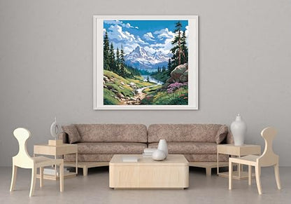 14CT Counted Cross Stitch Kits for Adults Mountain Flowers Stamped Cross Stitch Kits for Adults Clearance