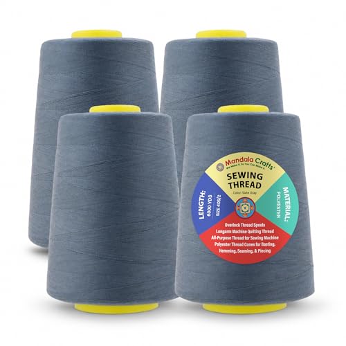 40S 2 Slate Gray Polyester 4 Pack of Serger Threads Cones (24000 Foot)