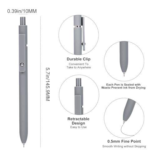 Gel Pens 6 Pcs 0.5mm Retractable Quick Dry Black Ink Pens (6 Count)