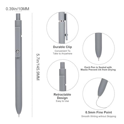 Gel Pens 6 Pcs 0.5mm Retractable Quick Dry Black Ink Pens (6 Count)
