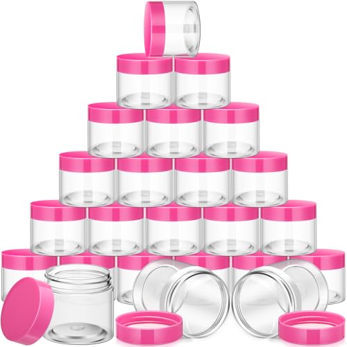12 Pack 2 oz Plastic Container Jars with Lids Round Clear Travel Cosmetic Container Slime Jars for Toiletries (12 Count)