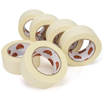 General Purpose Masking Tape Beige White 2" x 60Yards x 6Rolls (6 Count)