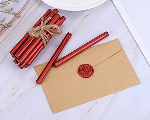 15Pcs Retro Wine Red Glue Gun Sealing Wax Sticks for Wax Seal Stamp (15 Count)