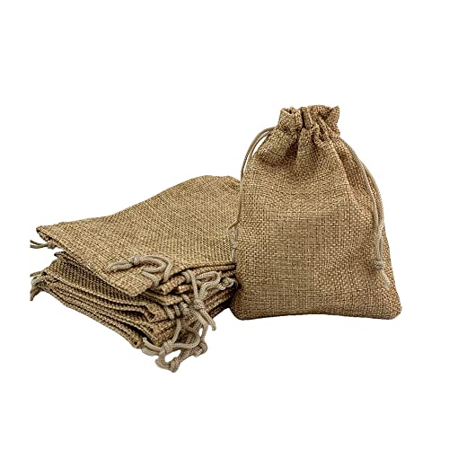 Pack of 25 Burlap Gift Bags with Drawstring Linen Jewelry Pouches Wedding Hessian Jute Bags for Birthday Jewelry and Treat Pouches Party Wedding Favors Gift Art and DIY Craft