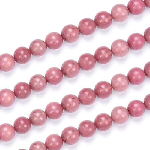 120pcs Adabele Natural Grade A Pink Rhodonite Gemstone 6mm Round Beads (124 Count)
