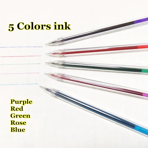 5 Colors Extra Fine Tip Water Erasable Fabric Marking Pen with 10 Free Refills for Cross Stitch (15 Count)