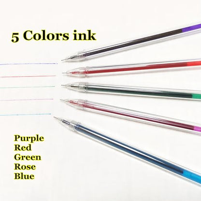 5 Colors Extra Fine Tip Water Erasable Fabric Marking Pen with 10 Free Refills for Cross Stitch (15 Count)