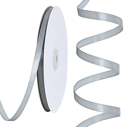 100 Yards 1 4 Inch Silver Satin Ribbon Thin Gift Wrapping Ribbon (300 Foot)