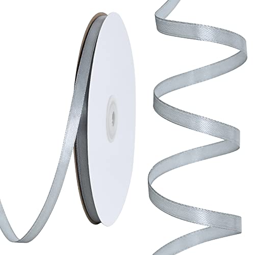100 Yards 1 4 Inch Silver Satin Ribbon Thin Gift Wrapping Ribbon (300 Foot)