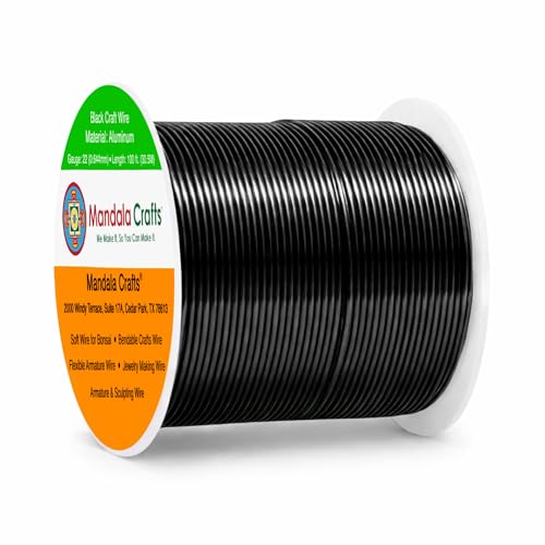 22 Gauge Black Anodized Aluminum Craft Wire (196.85 Foot)
