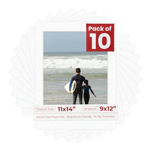 Pack of TEN 11x14 Mats Bevel Cut for 9x12 Photos (10 Count)