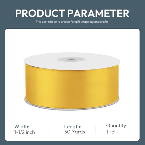 1-1/2" x 50 Yards Yellow Satin Ribbon Crafts Gift Wrapping