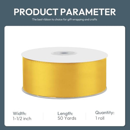 1-1/2" x 50 Yards Yellow Satin Ribbon Crafts Gift Wrapping