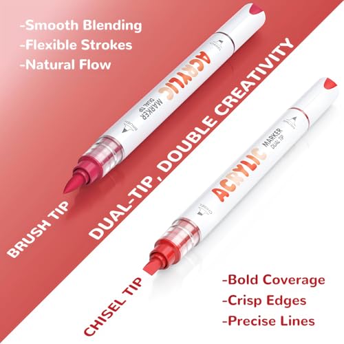12 Red Dual Tip Acrylic Paint Markers (12 Count)
