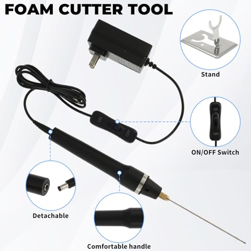 3-in-1Hot Wire Foam Cutter, Foam Cutter Tool Kit, Knife, with 3 Cutting Machine Pen and Carrying Case for Styrofoam Foam Cutting Arts Handcraft DIY (5 Count)
