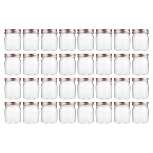 8 oz Plastic Mason Jars and Clear Plastic Jars with Lids 8 oz (32 Count)