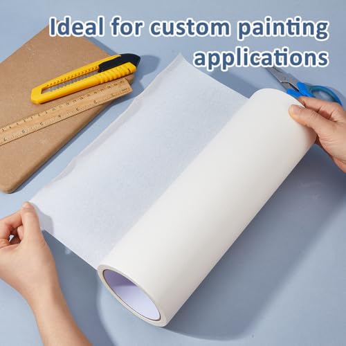 Masking Tape 0.3x20m General Purpose Tape Textured Paper for Painting White Art Adhesive Protective Paper Roll Tracing Frisket for Artists Painting Crafting Covering Skirting (65.6168 Foot)