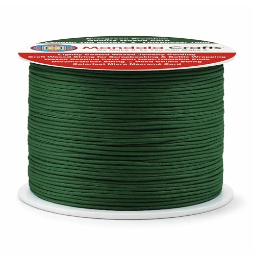 1mm Evergreen Cotton Waxed Cord for Jewelry Making (327 Foot)