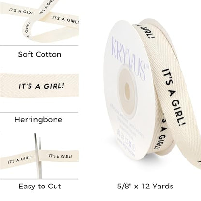 It's a Girl Printed Cotton Ribbon 5 (36 Foot)