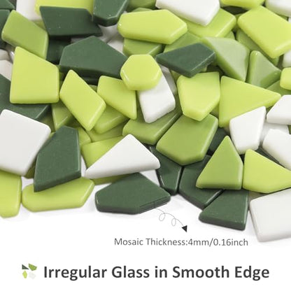 Mixed Green Glass Mosaic Tiles for Crafts Bulk
