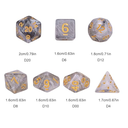 7 Die DND Dice Set Polyhedral Dice Set with a Leather Dice Bag (7 Count)