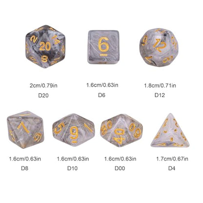 7 Die DND Dice Set Polyhedral Dice Set with a Leather Dice Bag (7 Count)