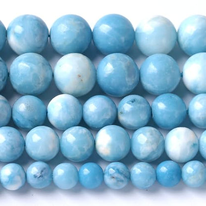8MM Natural Larimar Blue Gemstone Beads Stone Round Loose Beads for Jewelry Making DIY Bracelet 90pcs 2 Strands 3