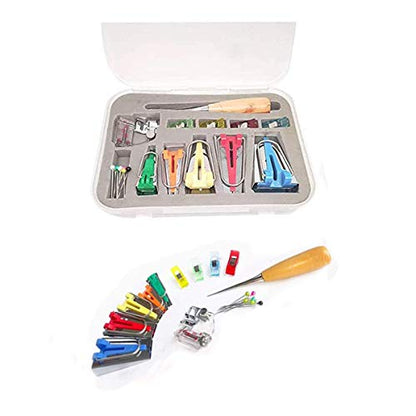 Bias Tape Maker Kits All 5 Sizes 6MM 9MM 12MM 18MM 25MM Binding Foot Craft Clips Awl Quilter's Pin Comes with 10pcs Multi (10 Count)
