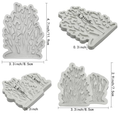 5 PCS Marine Theme Fondant Silicone Mold Seaweed Sea Fish Coral Sea Turtle Shape DIY Handmade Baking Tools