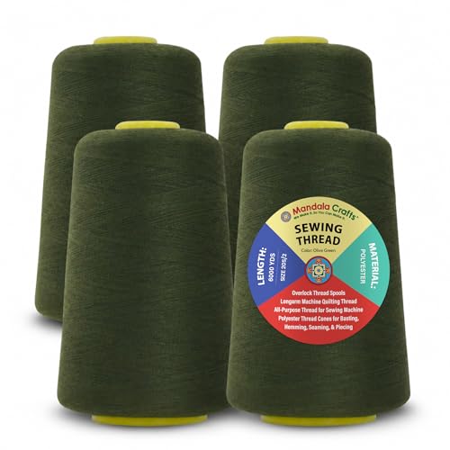 20S 2 Olive Green Polyester 4 Pack of Serger Threads Cones (72000 Foot)