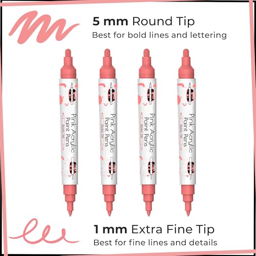 4 Acrylic Dual Tip Pink Paint Pen & Marker