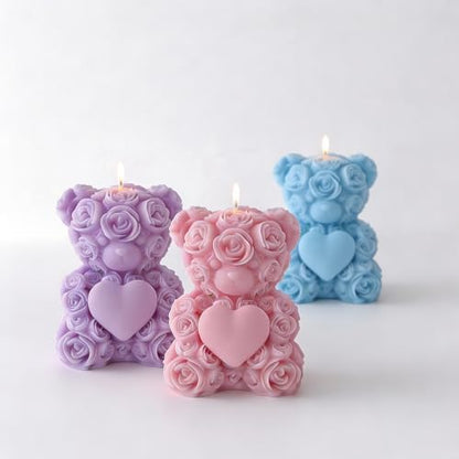 Large Rose Bear Candle Mold