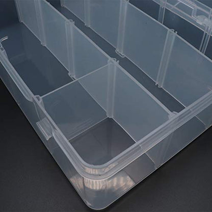 12 Bin Clear Plastic Organizer with Adjustable Divider 7.3x4.9in