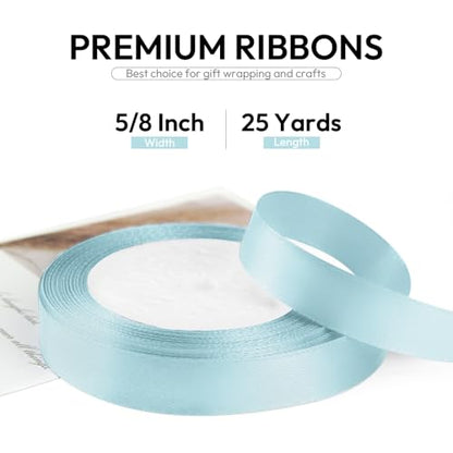 5 8 Inch 25 Yards Satin Ribbon Light Blue