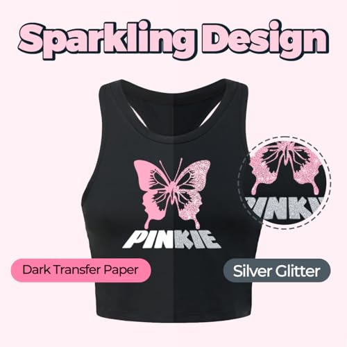 Pinkie Silver Glitter Heat Transfer Paper for Inkjet Printer