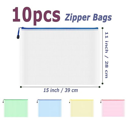 10 Pcs Zipper File Bags (10 Count)