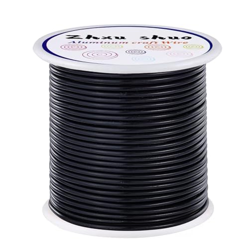 12 Gauge(2mm) Aluminum Wire 35 Yards Anodized Metal Wire for Bonsai Armature Crafting Sculpting Jewelry Craft Making Beading Floral (Black, 12 Gauge) (105 Foot)
