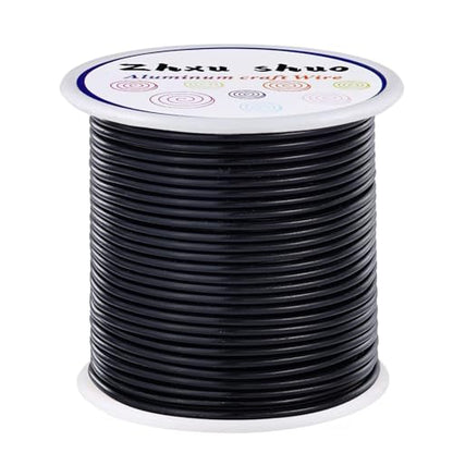 12 Gauge(2mm) Aluminum Wire 35 Yards Anodized Metal Wire for Bonsai Armature Crafting Sculpting Jewelry Craft Making Beading Floral (Black, 12 Gauge) (105 Foot)