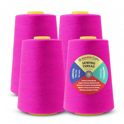 40S 2 Fuchsia Polyester 4 Pack of Serger Threads Cones (24000 Foot)