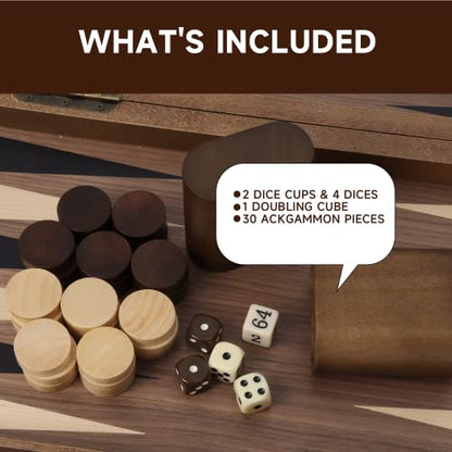 GSE Premium Wooden Inlay Backgammon Board Set