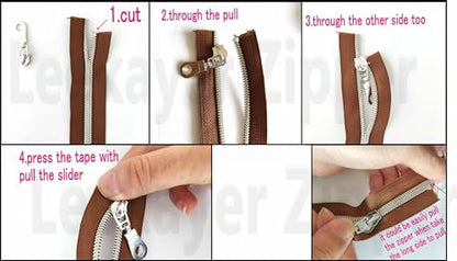 5 Antique Brass Metallic Nylon Coil Zippers by the Yard Bulk 10 Yards White Zipper Tape with 25pcs Antique Brass Ring Pull Sliders for DIY Sewing Tailor Craft Bag