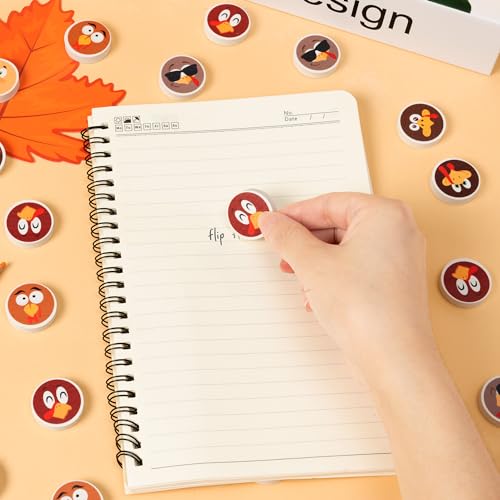 60Pcs Thanksgiving Mini Erasers Bulk Cute Cartoon Turkey Pencil Erasers 3D Assorted Novelty Stationery for Student Classroom Prizes Homework Rewards Autumn Party Goodies Filling Supplies (60 Count)