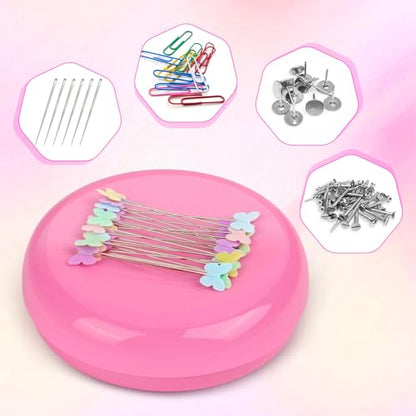 Magnetic Pin Cushion with 100pcs Butterfly Head Straight Pins