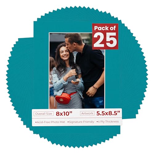Pack of 25 Acid Free 8x10 Mats Bevel Cut for 5.5x8.5 Photos (25 Count)